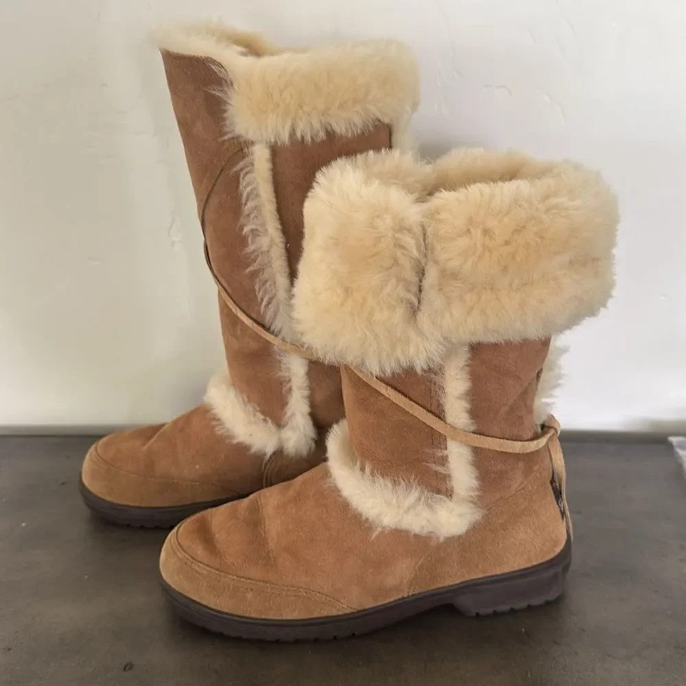 Canterbury Sheepskin NZ Tan Shearling Boots Women’s Size 6 Made in New Zealand